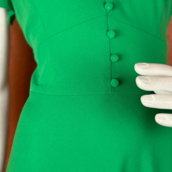 DKNY Women's Bubble-Sleeve Scuba-Crepe Midi Green Dress Size 10. C14 - Picture 9 of 17